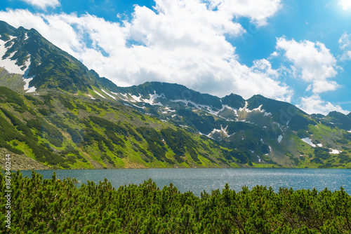 Mountain lake in Five Polish Ponds Valley. Beautiful summer landscape in the mountains