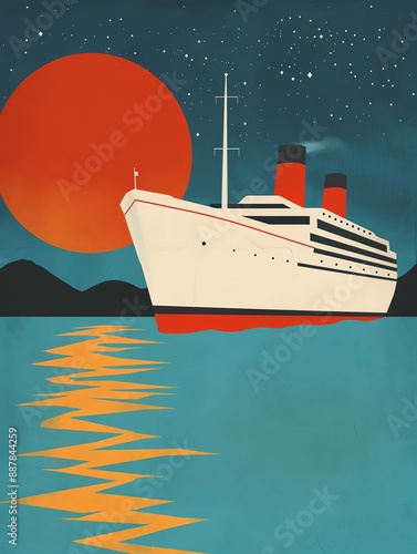 Fotografie A dazzling art deco poster showcases the spirit of modern luxury and travel Stre