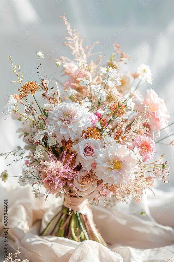 Beautiful bouquet in boho style. Selective focus. Beautiful bouquet in boho style. Selective focus.
