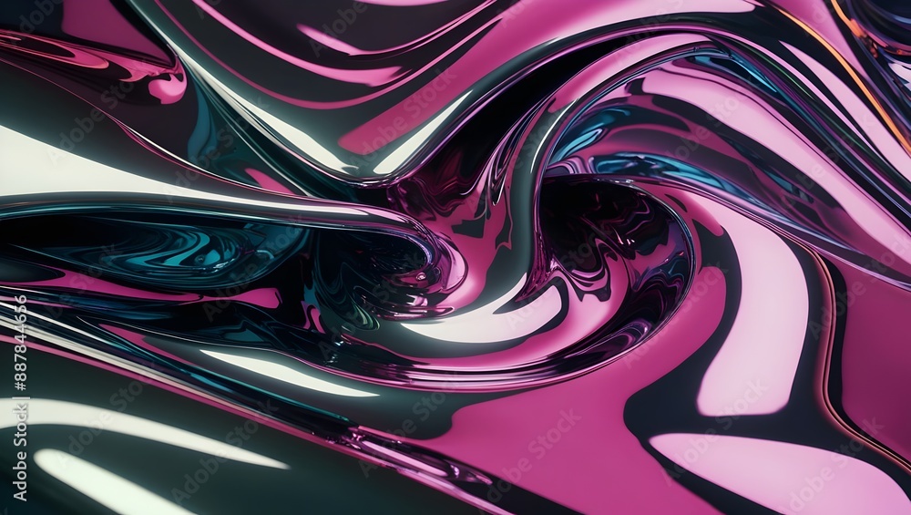 Futuristic Metallic Flow with Detailed Reflections and Fluid, Sleek Designs Abstract Background Futuristic Metallic Flow with Detailed Reflections and Fluid, Sleek Designs Abstract Background