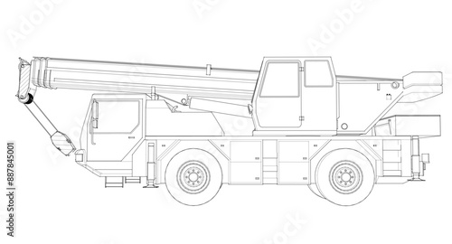  mobile crane machine 3d illustration