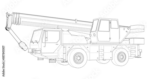  mobile crane machine 3d illustration