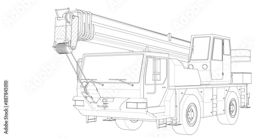  mobile crane machine 3d illustration