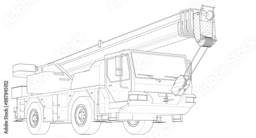  mobile crane machine 3d illustration