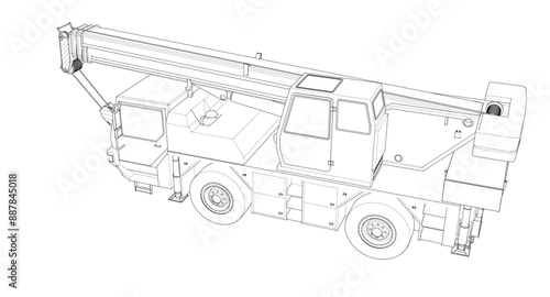  mobile crane machine 3d illustration