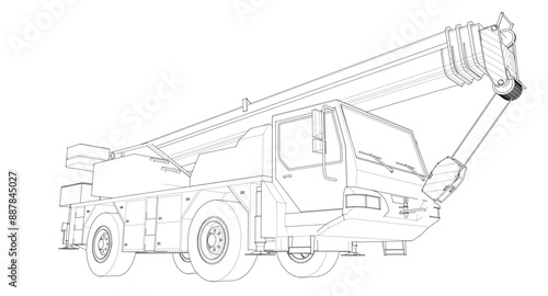  mobile crane machine 3d illustration