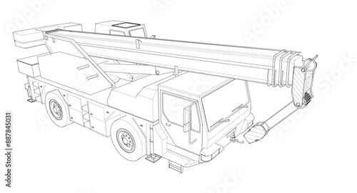 mobile crane machine 3d illustration