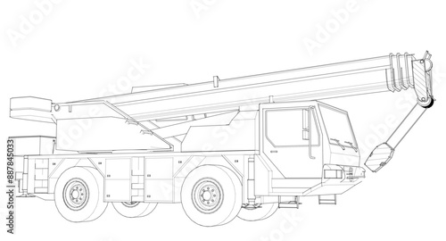  mobile crane machine 3d illustration