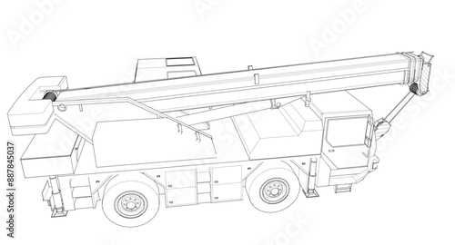  mobile crane machine 3d illustration