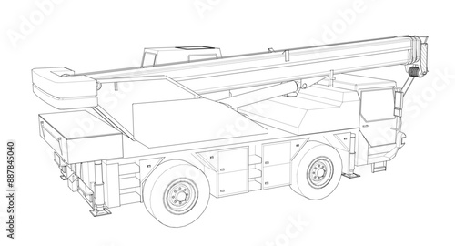  mobile crane machine 3d illustration