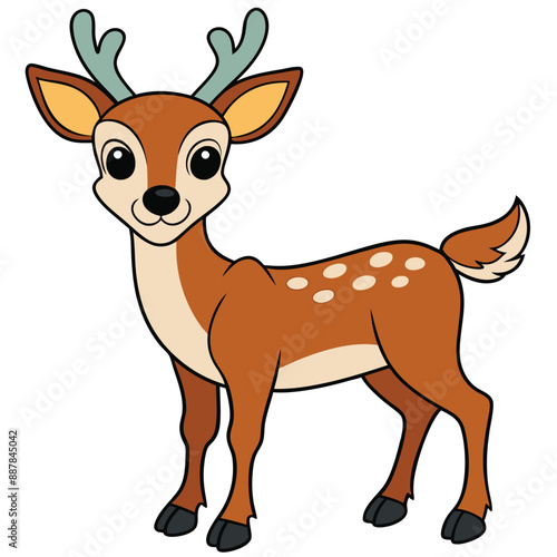 Colorful beautiful cartoon deer illustration 