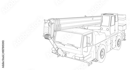  mobile crane machine 3d illustration