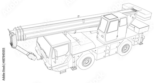  mobile crane machine 3d illustration