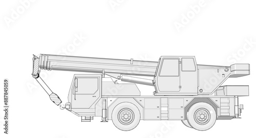  mobile crane machine 3d illustration