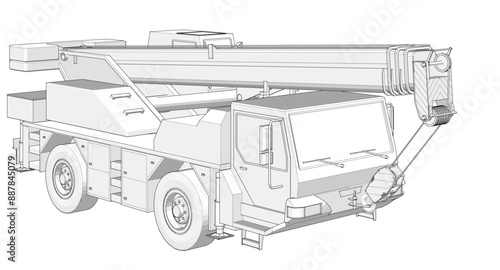  mobile crane machine 3d illustration
