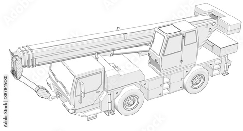  mobile crane machine 3d illustration