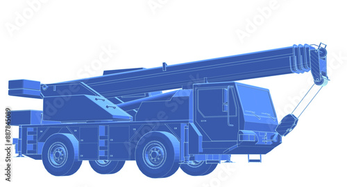  mobile crane machine 3d illustration