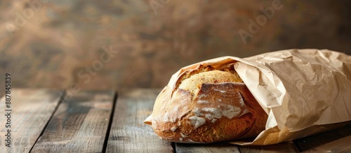 A loaf of bread sits in a p...