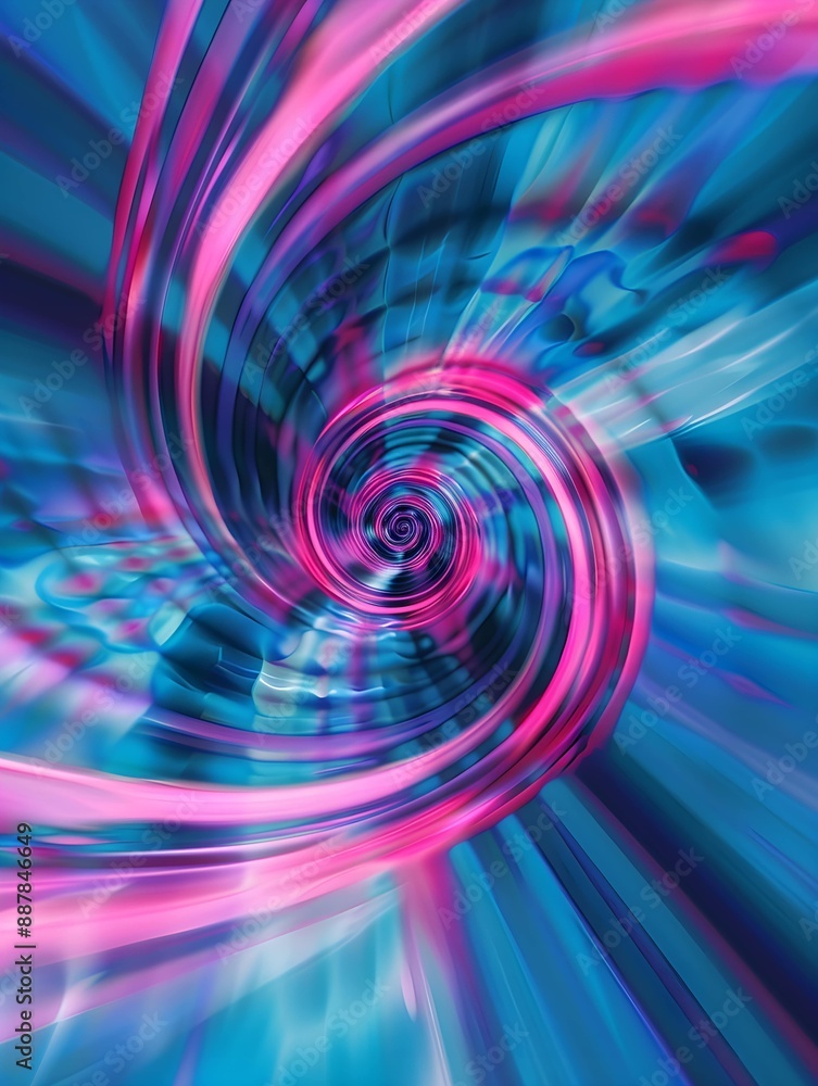 Vibrant neon spiral pattern in pink and blue creating a hypnotic and futuristic visual effect Vibrant neon spiral pattern in pink and blue creating a hypnotic and futuristic visual effect