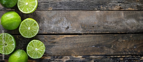 Lime placed on a rustic woo...