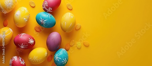 Colorful Easter eggs arrang...