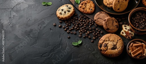 Dark coffee beans with cook...