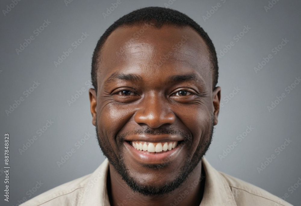 Portrait view of a regular happy smiling Republic of the Congo man, ultra realistic, candid, social media, avatar image, plain solid background Portrait view of a regular happy smiling Republic of the Congo man, ultra realistic, candid, social media, avatar image, plain solid background