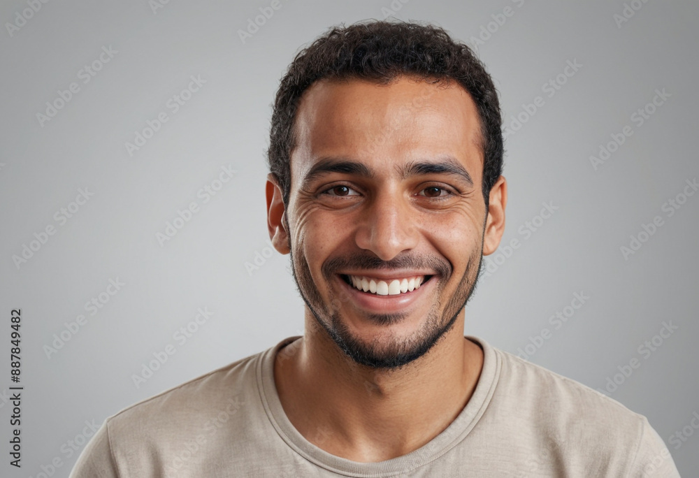 Portrait view of a regular happy smiling Libya man, ultra realistic, candid, social media, avatar image, plain solid background Portrait view of a regular happy smiling Libya man, ultra realistic, candid, social media, avatar image, plain solid background
