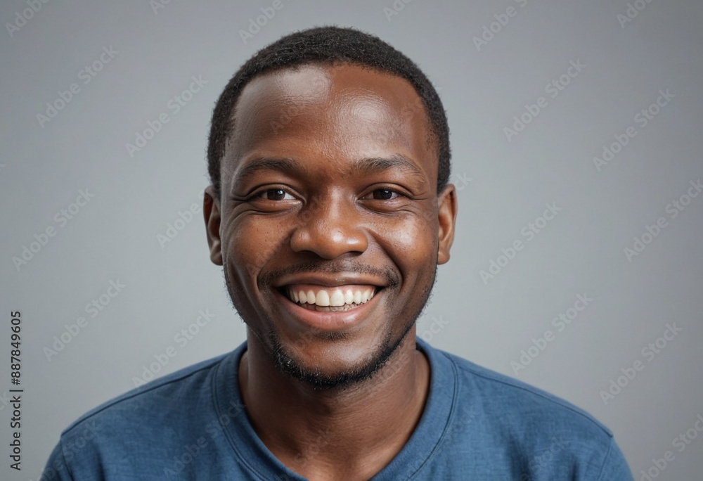 Fototapeta premium Portrait view of a regular happy smiling Malawi man, ultra realistic, candid, social media, avatar image, plain solid background