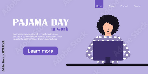 Wear Pajamas to Work Day. Office workers in good mood. April event