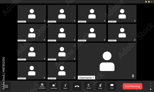 Video conference user interface, video conference calls window overlay.