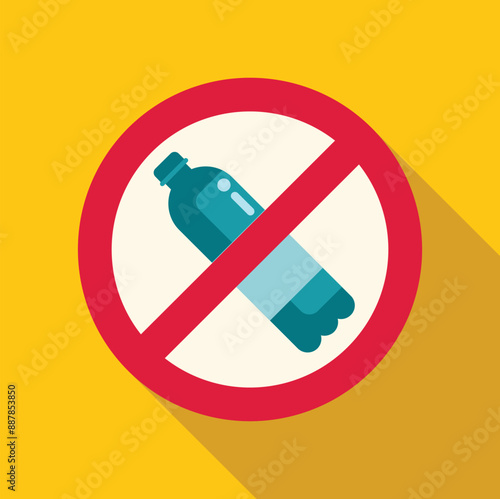 Sign prohibiting plastic bottles is advocating for environmental protection and sustainability