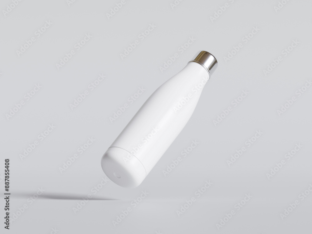 Water bottle Steel metal thermo flask, 3d render mockup. Reusable stainless steel sport bottle, isolated on gray. Gym or travel water container, closed with cap, portable blank template Water bottle Steel metal thermo flask, 3d render mockup. Reusable stainless steel sport bottle, isolated on gray. Gym or travel water container, closed with cap, portable blank template