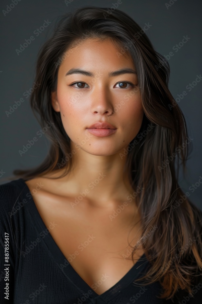 A studio headshot portrait of a young woman in her mid-twenties A studio headshot portrait of a young woman in her mid-twenties