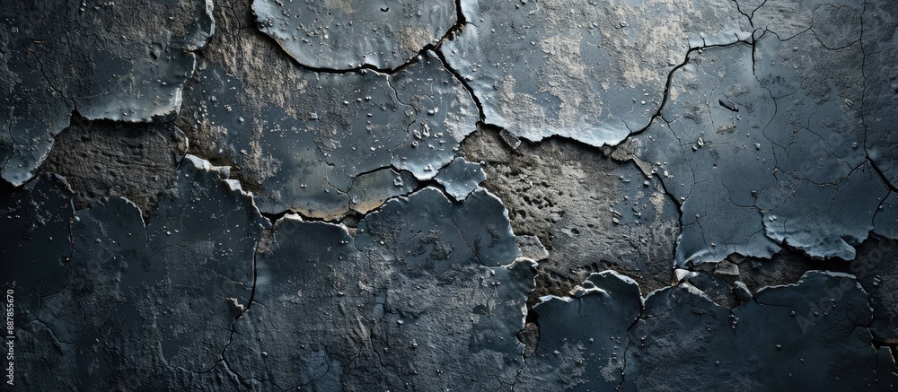 Obraz premium Dark and cracked old concrete wall with empty copy space image textured in dark paper for writing or art