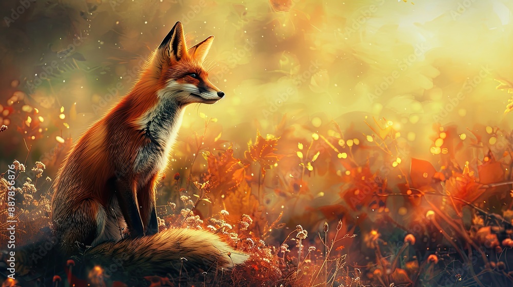 Beautiful fox in nature. Selective focus. Beautiful fox in nature. Selective focus.