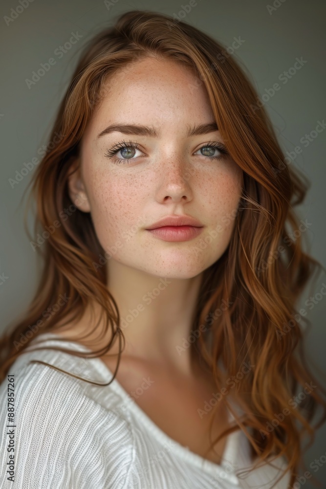 A studio headshot portrait of a young woman in her mid-twenties. A studio headshot portrait of a young woman in her mid-twenties.