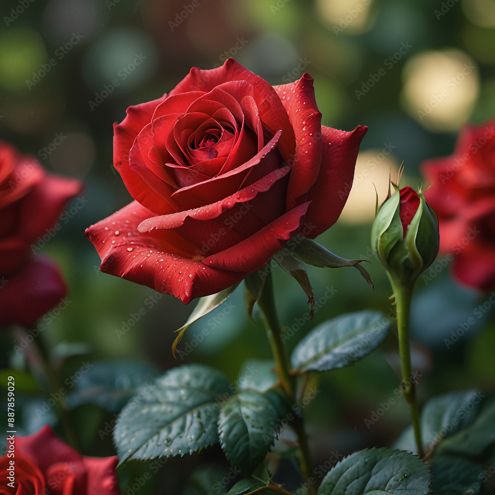 Capture the Delicate Elegance of a Red Rose in a Lush Setting Capture the Delicate Elegance of a Red Rose in a Lush Setting