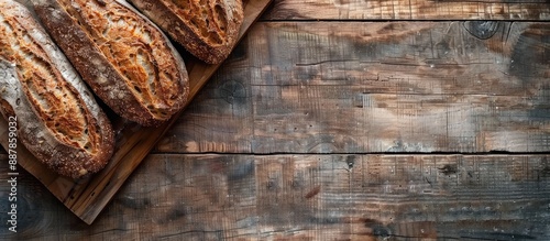Browned bread on a rustic w...