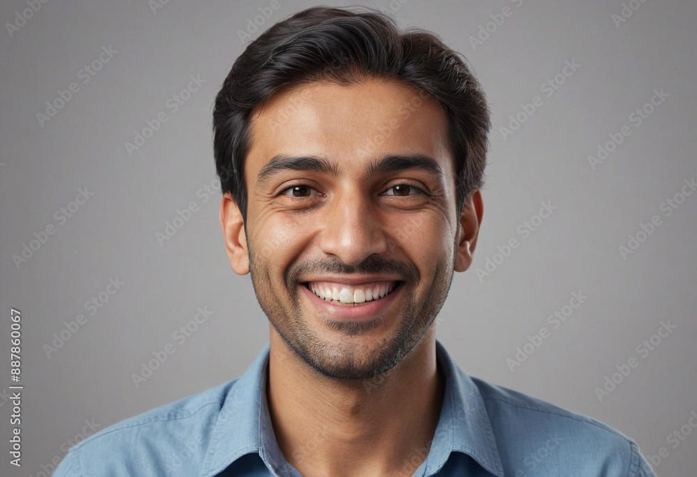 Portrait view of a regular happy smiling Pakistan man, ultra realistic, candid, social media, avatar image, plain solid background Portrait view of a regular happy smiling Pakistan man, ultra realistic, candid, social media, avatar image, plain solid background