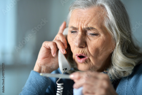 Close up portrait of a sick senior woman