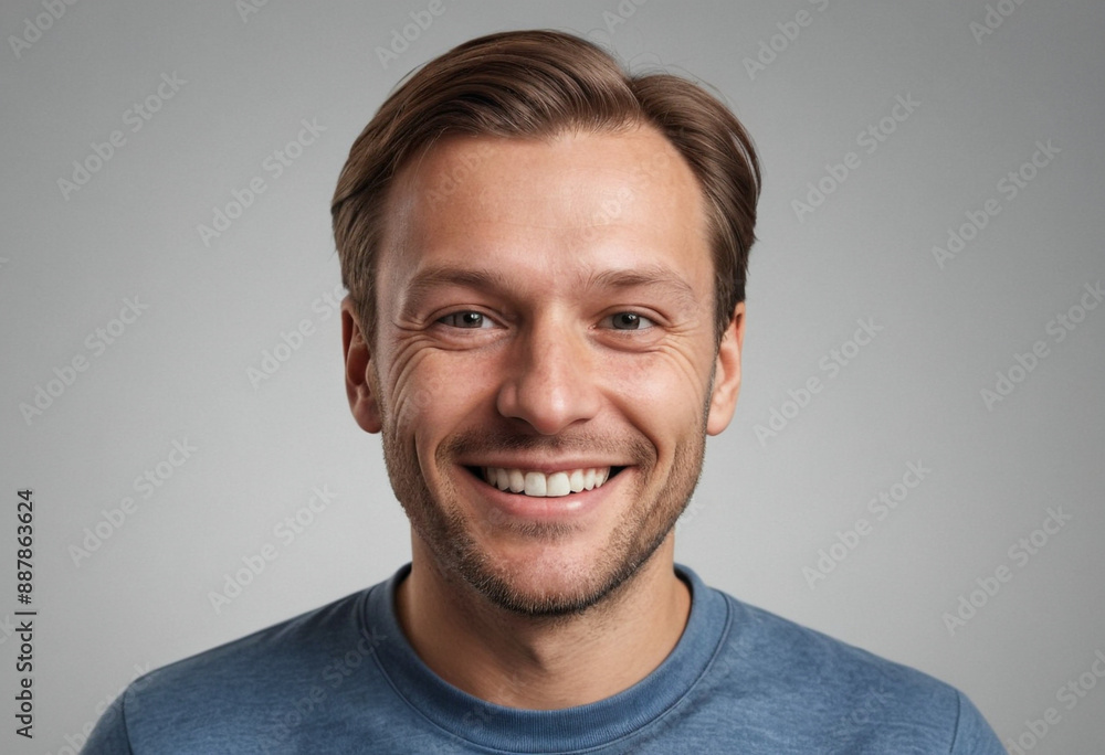 Portrait view of a regular happy smiling Sweden man, ultra realistic, candid, social media, avatar image, plain solid background Portrait view of a regular happy smiling Sweden man, ultra realistic, candid, social media, avatar image, plain solid background