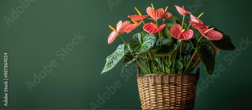 Anthurium flower in wicker ...