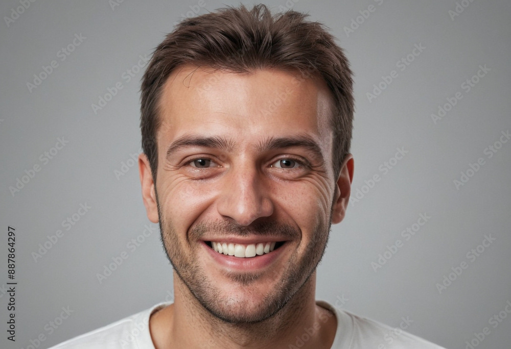 Portrait view of a regular happy smiling Bosnia and Herzegovina man, ultra realistic, candid, social media, avatar image, plain solid background Portrait view of a regular happy smiling Bosnia and Herzegovina man, ultra realistic, candid, social media, avatar image, plain solid background