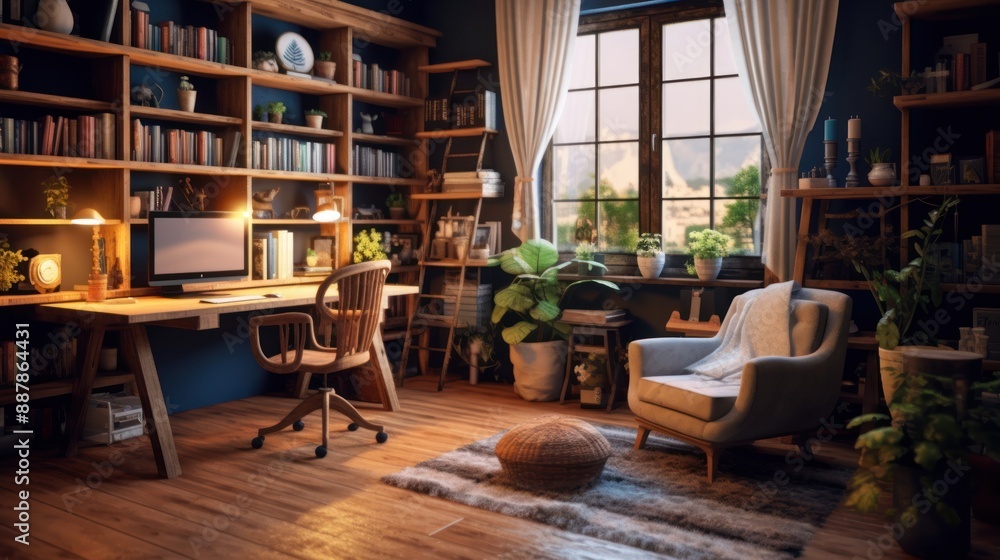 Cozy Home Office with a View Cozy Home Office with a View