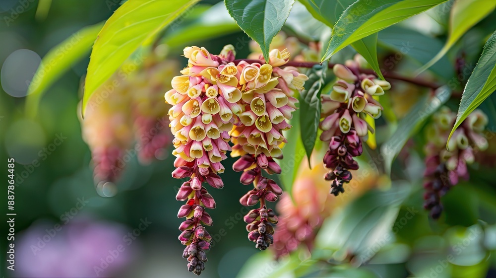 Close-up of the drooping flower spikes of Halesia tetraptera, a species of flowering plant in the family Styracaceae, native to the southeastern United States. Close-up of the drooping flower spikes of Halesia tetraptera, a species of flowering plant in the family Styracaceae, native to the southeastern United States.