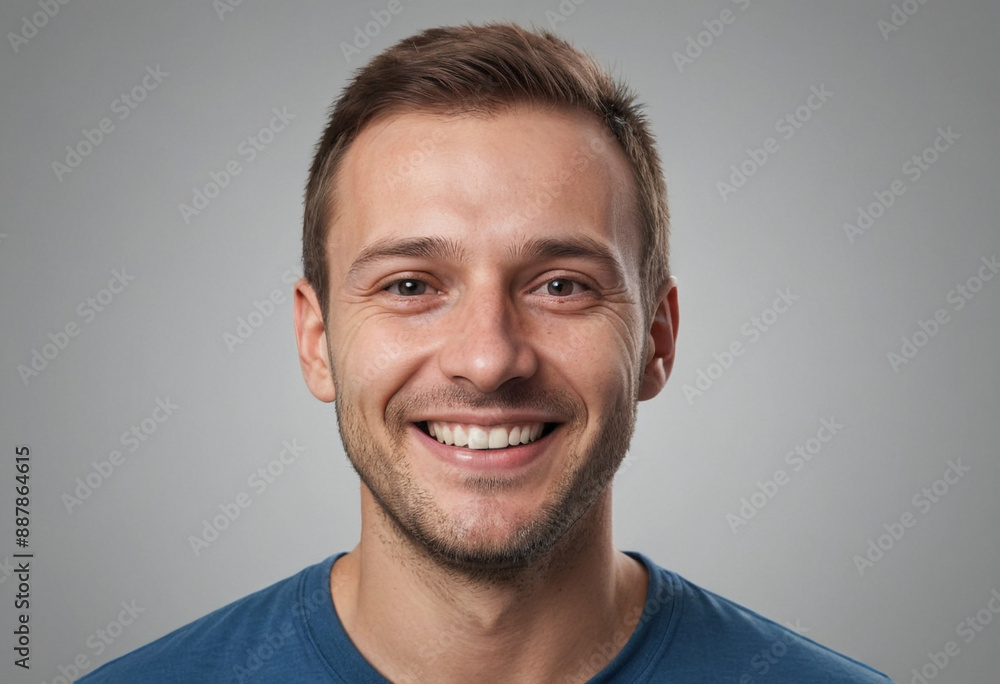 Fototapeta premium Portrait view of a regular happy smiling Estonia man, ultra realistic, candid, social media, avatar image, plain solid background