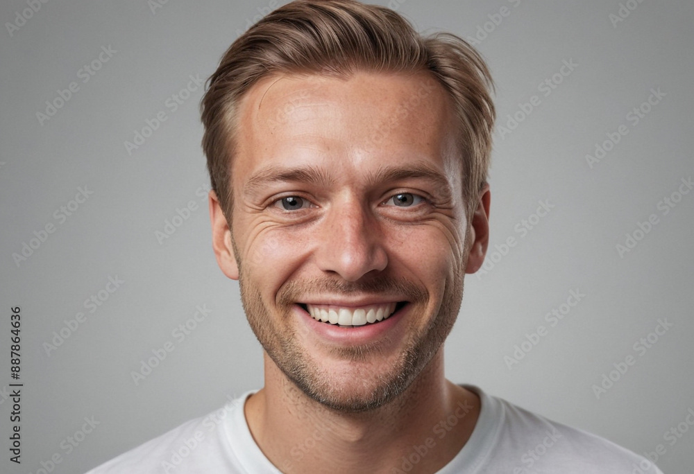 Portrait view of a regular happy smiling Denmark man, ultra realistic, candid, social media, avatar image, plain solid background Portrait view of a regular happy smiling Denmark man, ultra realistic, candid, social media, avatar image, plain solid background