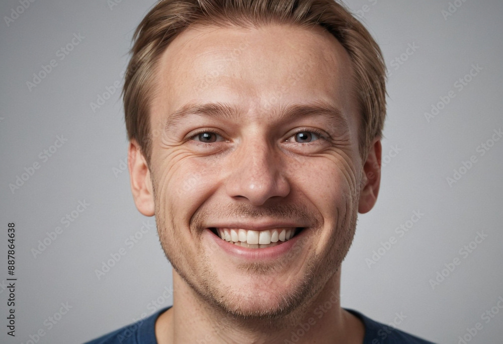 Portrait view of a regular happy smiling Finland man, ultra realistic, candid, social media, avatar image, plain solid background