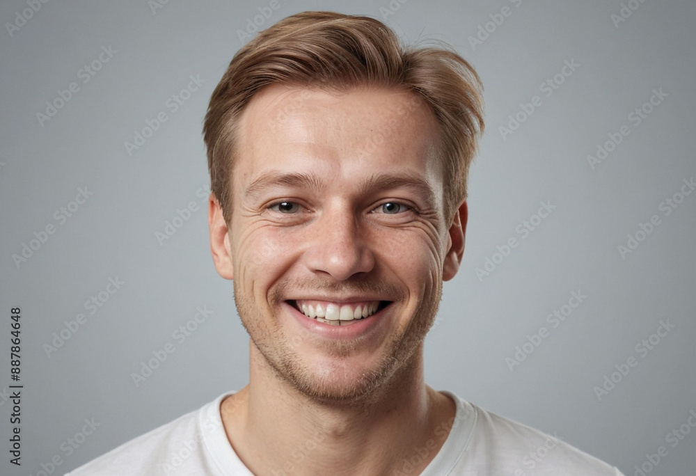 Portrait view of a regular happy smiling Finland man, ultra realistic, candid, social media, avatar image, plain solid background Portrait view of a regular happy smiling Finland man, ultra realistic, candid, social media, avatar image, plain solid background